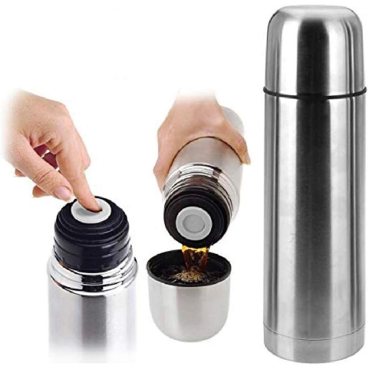 Kelioninis Termosas 1000 Ml Su 2 Puodeliais Sidabrinis