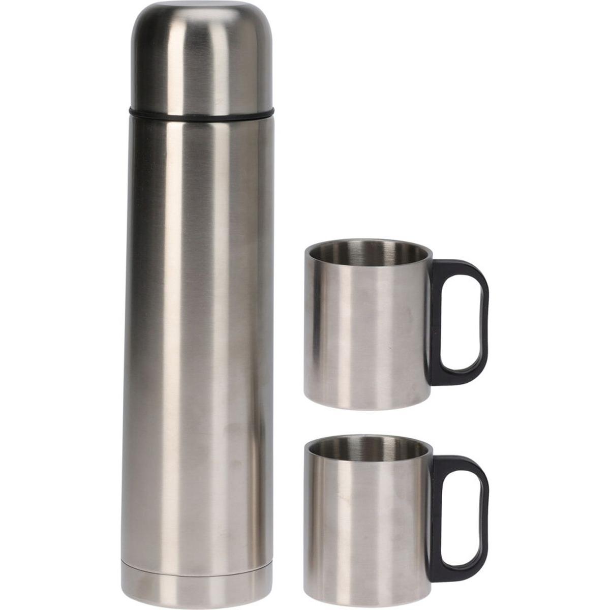 Kelioninis Termosas 1000 Ml Su 2 Puodeliais Sidabrinis