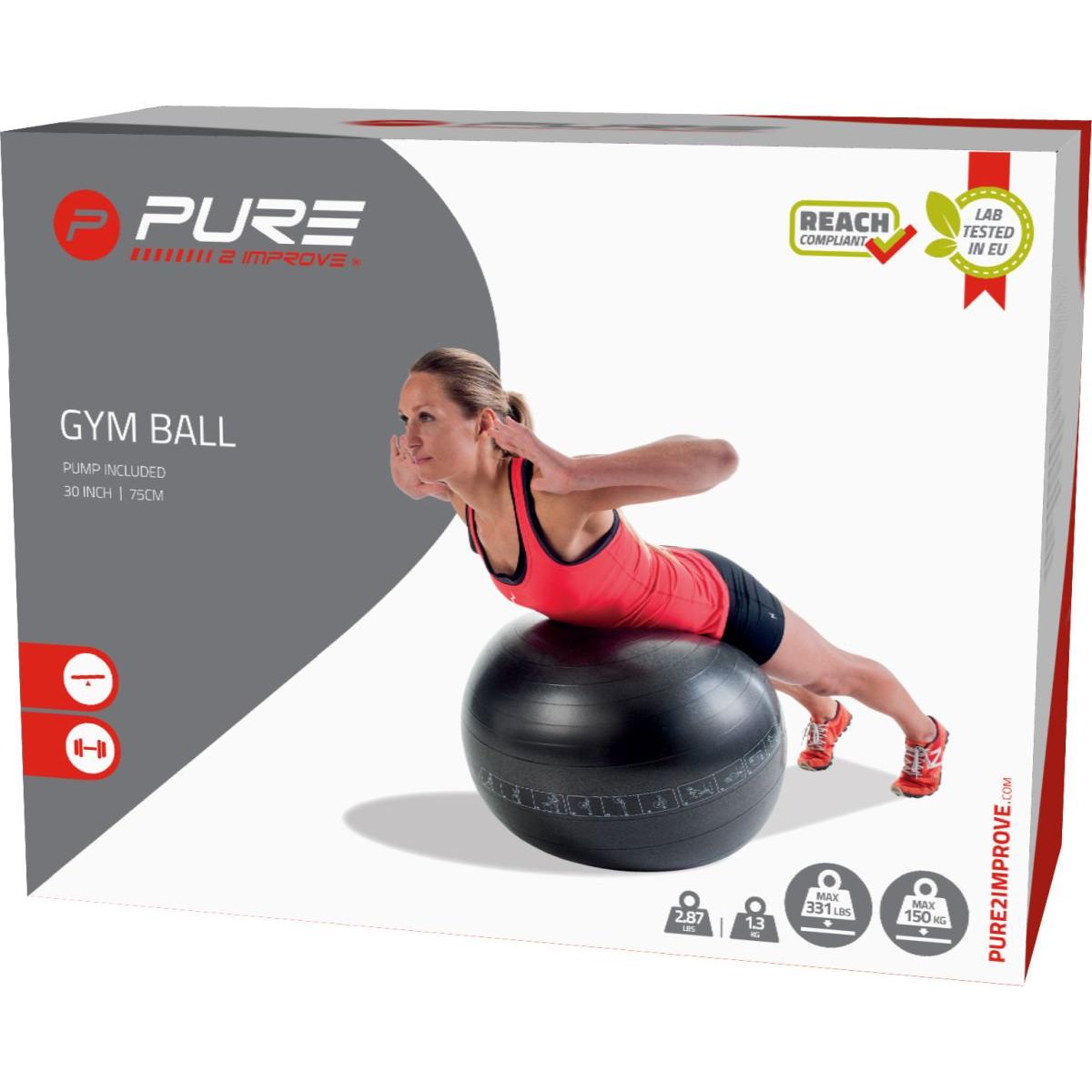 Fitneso Kamuolys 75cm Juodas Grynas 2 Pagerinti