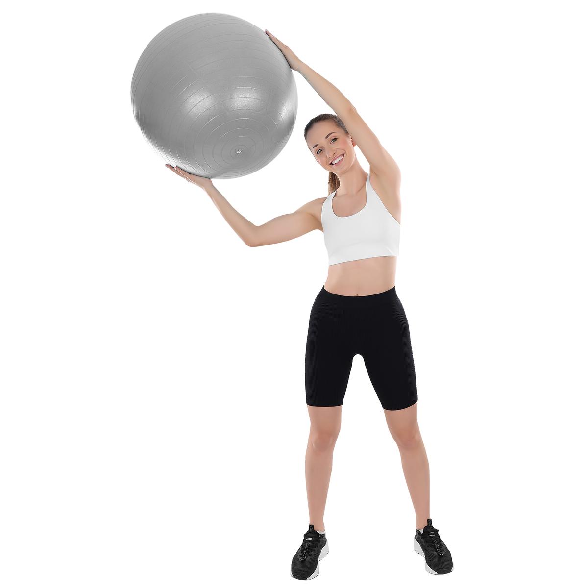 Gimnastikos Kamuolys 75 Cm, Apsaugotas Nuo Sprogimo, Pilkas