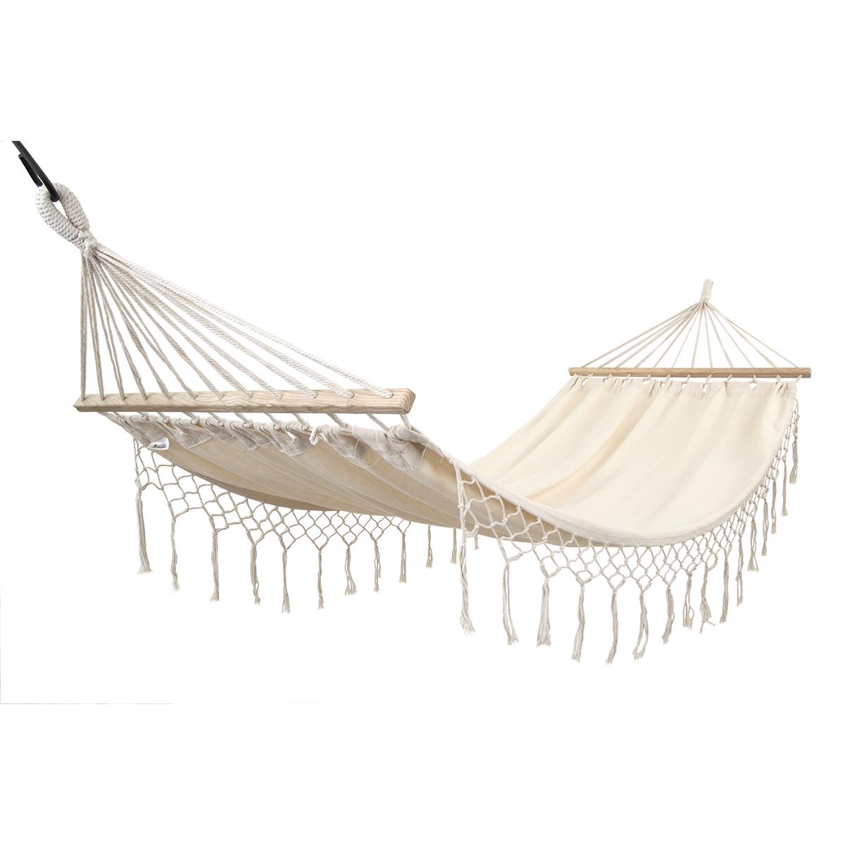 2 Vietų Sodo Hamakas 200x150 Cm Su Juosta Ir Kutais Miami Ecru