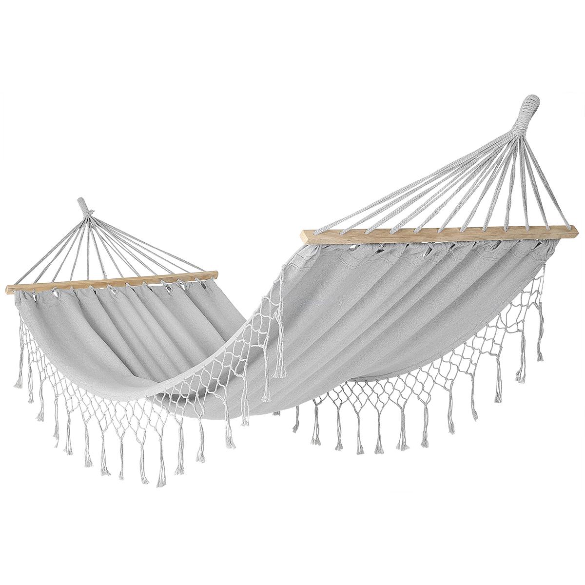2 Vietų Sodo Hamakas 200x150 Cm Su Juosta Ir Kutais Miami Pilka