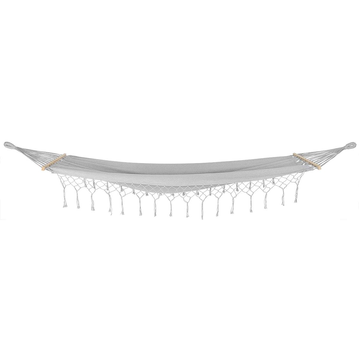 2 Vietų Sodo Hamakas 200x150 Cm Su Juosta Ir Kutais Miami Pilka