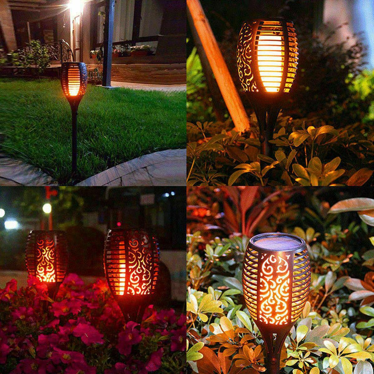 Saulės žibintuvėlis šokančios Liepsnos 10x10x79cm 36 Led Lempos