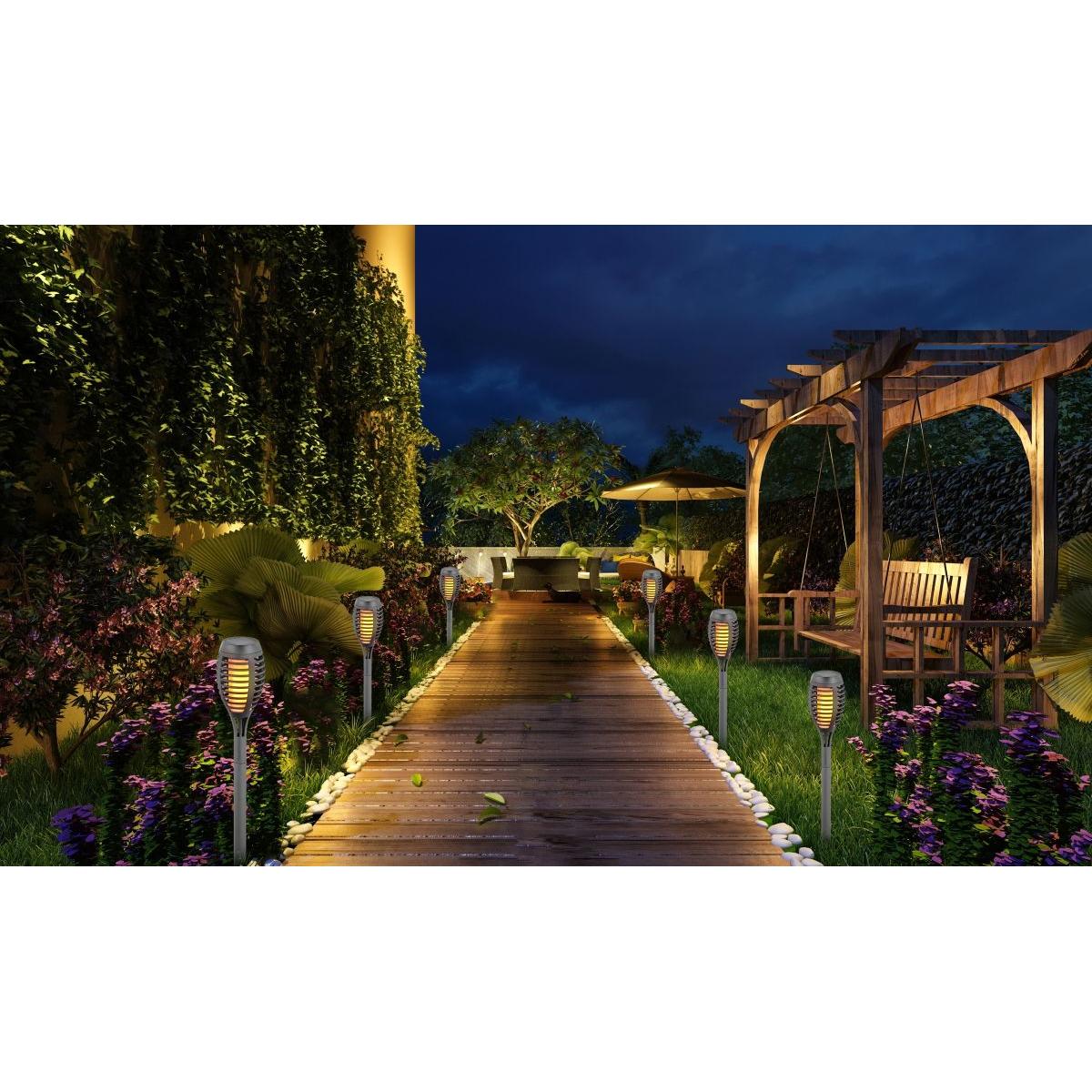 Dancing Flames Solar Lamp 12 Led Smd 7,5x7,5x46,5cm Pilka - 12vnt.