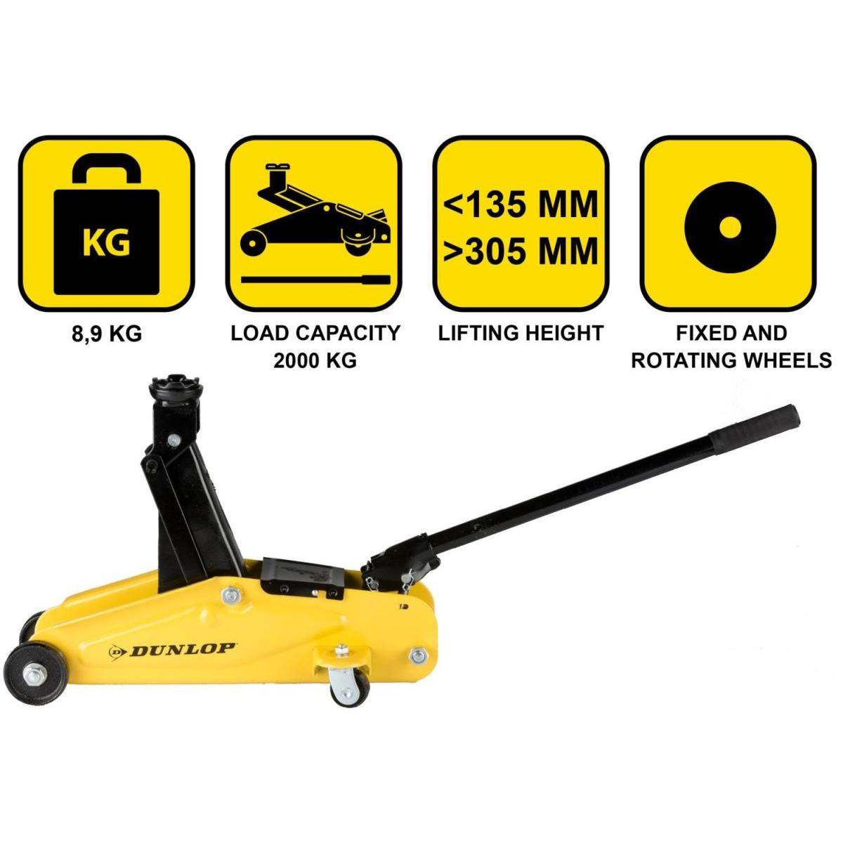 Automobilinis Domkratas Hidraulinis Varveklis Dunlop 2000kg
