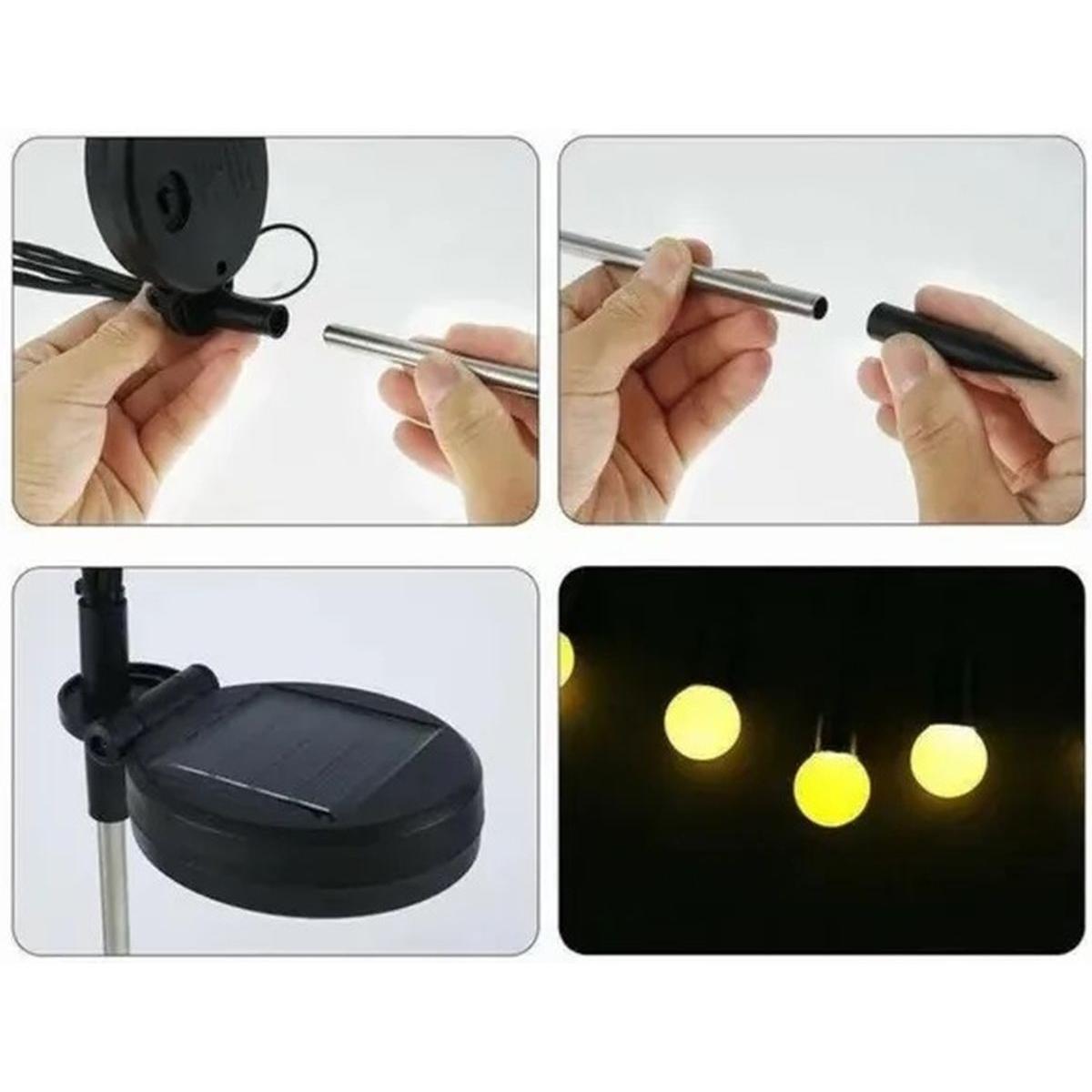 Saulės Lempa, šokanti Vėjyje, Balti Rutuliukai 6 Led 72cm