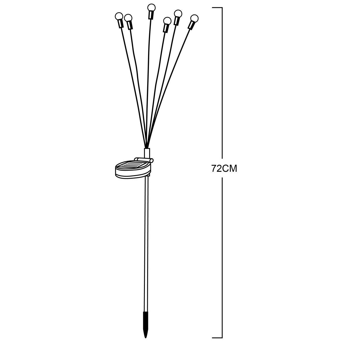Saulės Lempa, šokanti Vėjyje, Balti Rutuliukai 6 Led 72cm