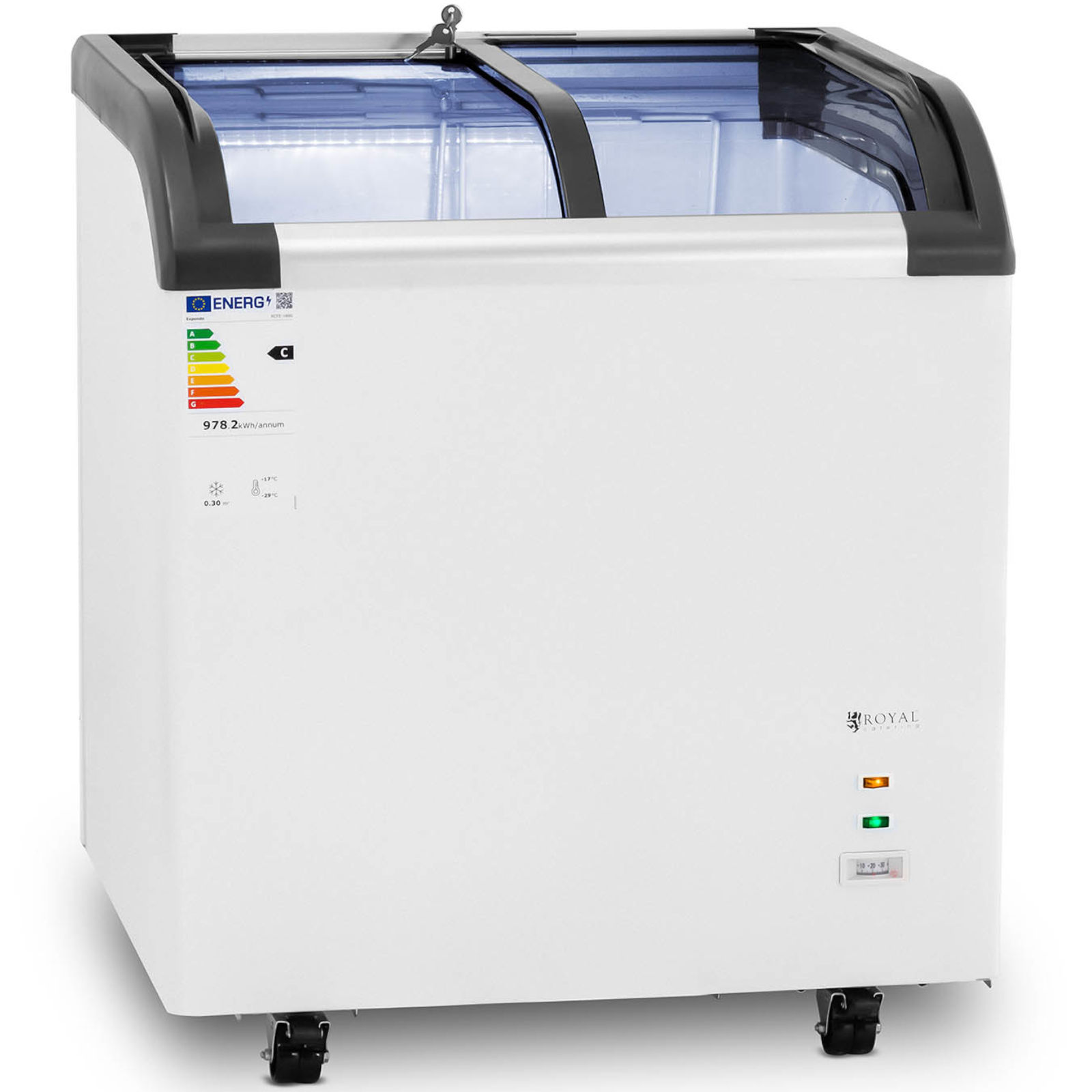 Stiklinis šaldiklis šaldytiems Maisto Produktams 180 L 180 W