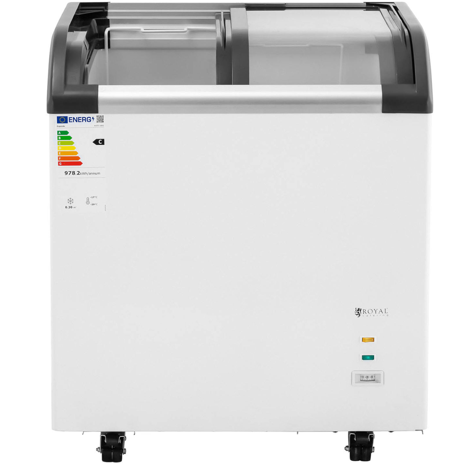 Stiklinis šaldiklis šaldytiems Maisto Produktams 180 L 180 W
