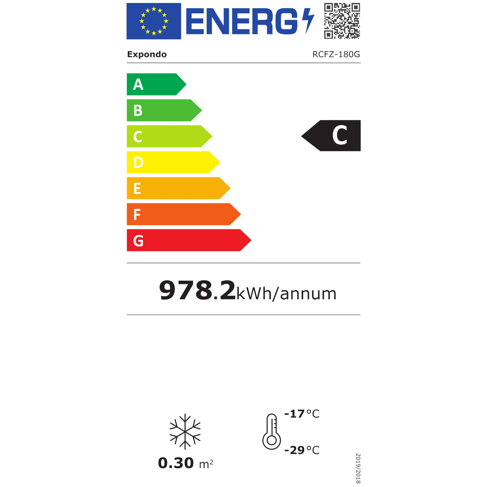 Stiklinis šaldiklis šaldytiems Maisto Produktams 180 L 180 W