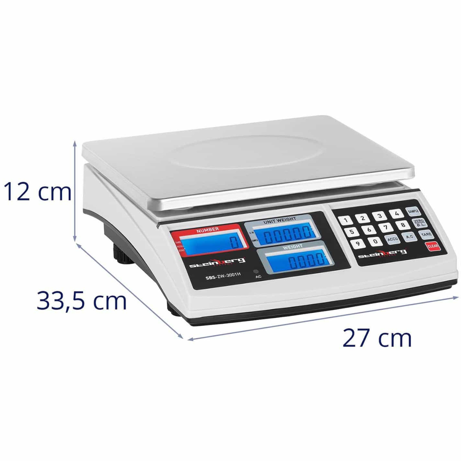 Gabalų Skaičiavimo Kontrolinės Svarstyklės Sbs-zw-3001h Lcd Iki 30 Kg