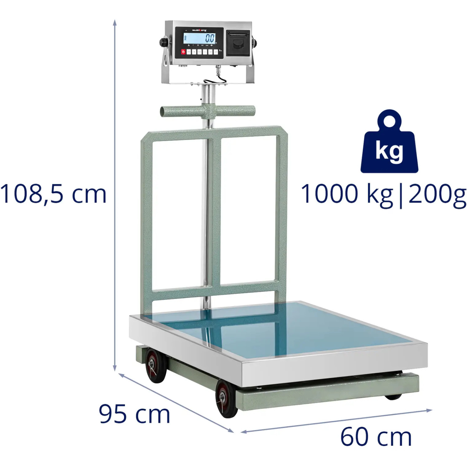 Platforminės Svarstyklės Su Lcd Ratukiniu Etikečių Spausdintuvu 60 X 80 Cm 1000 Kg / 200 G