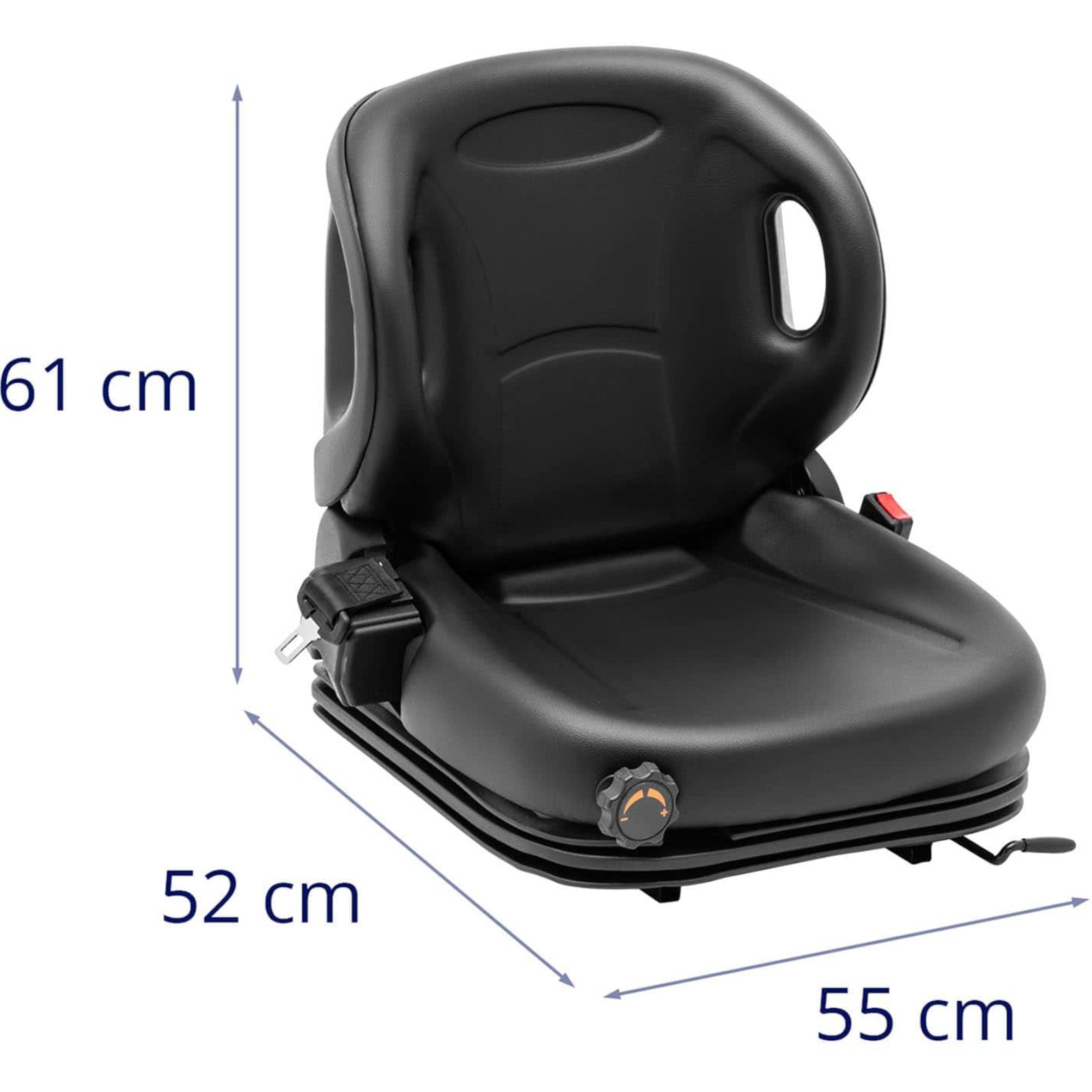 Reguliuojama Traktoriaus Sėdynė Su Pakaba Ir 50x50 Cm Diržais