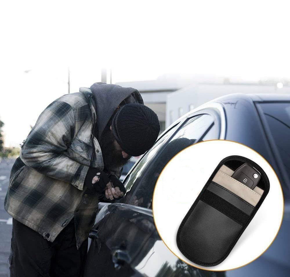 Apsaugos Nuo Vagystės Dėklas Automobilio Rakteliams Faraday Cage 14x10cm Juodas
