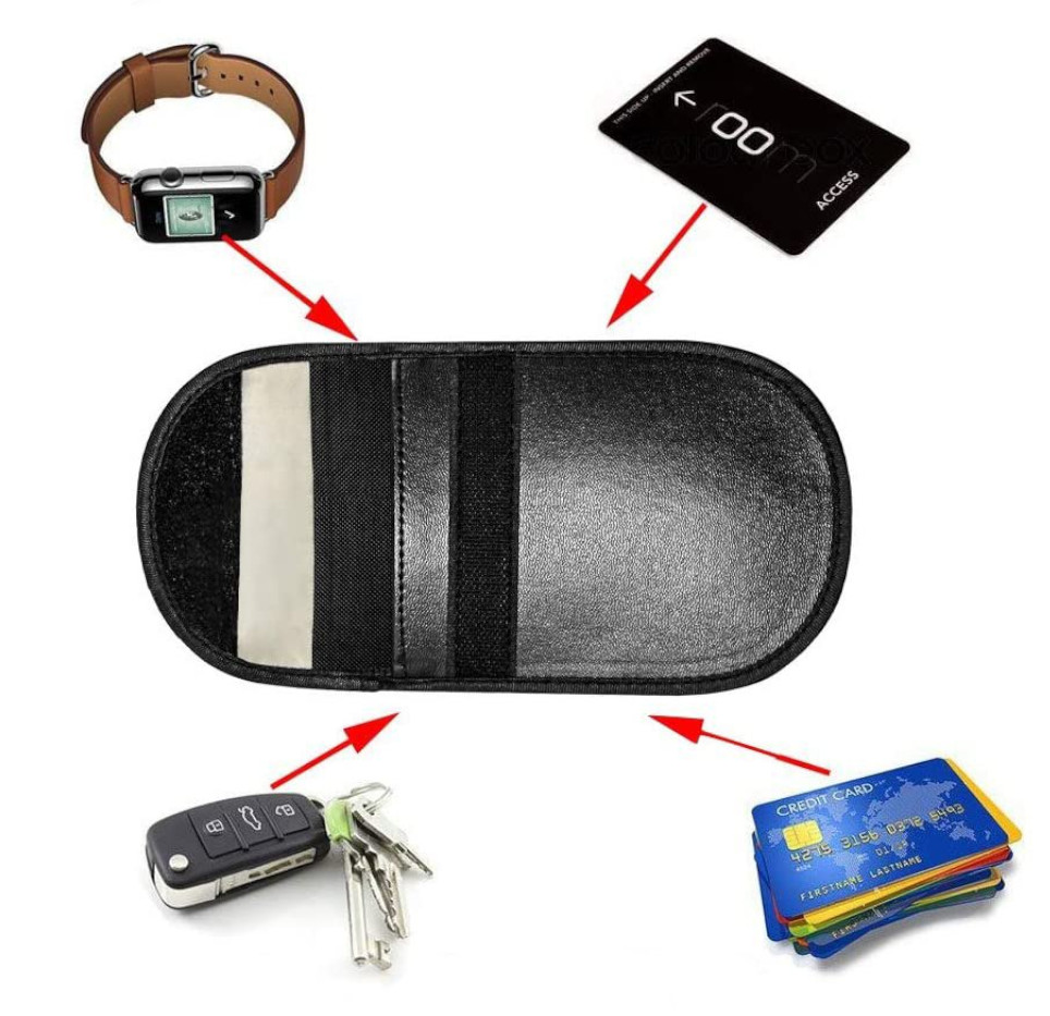Apsaugos Nuo Vagystės Dėklas Automobilio Rakteliams Faraday Cage 14x10cm Juodas