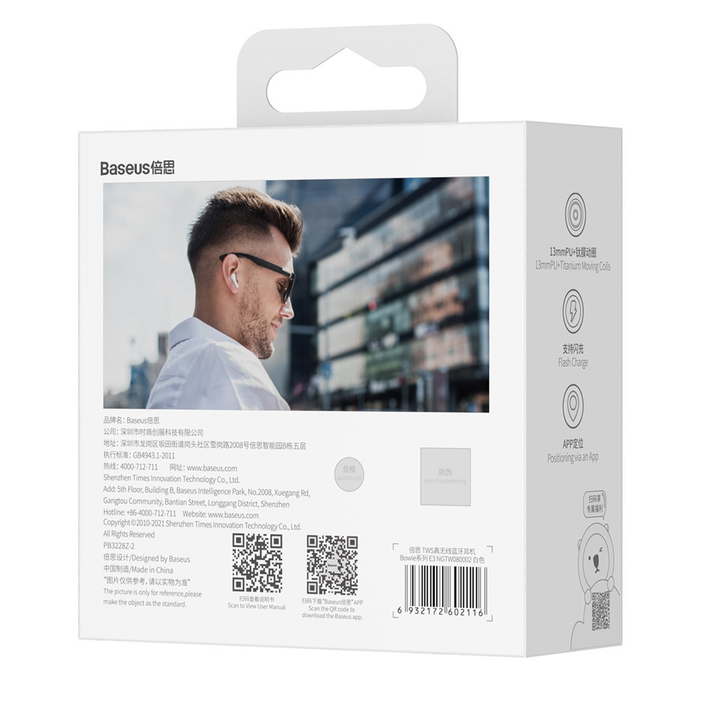 Belaidės "bluetooth 5.0 Tws" Ausinės į Ausis, Atsparios Vandeniui Ip64 E3, Baltos Spalvos