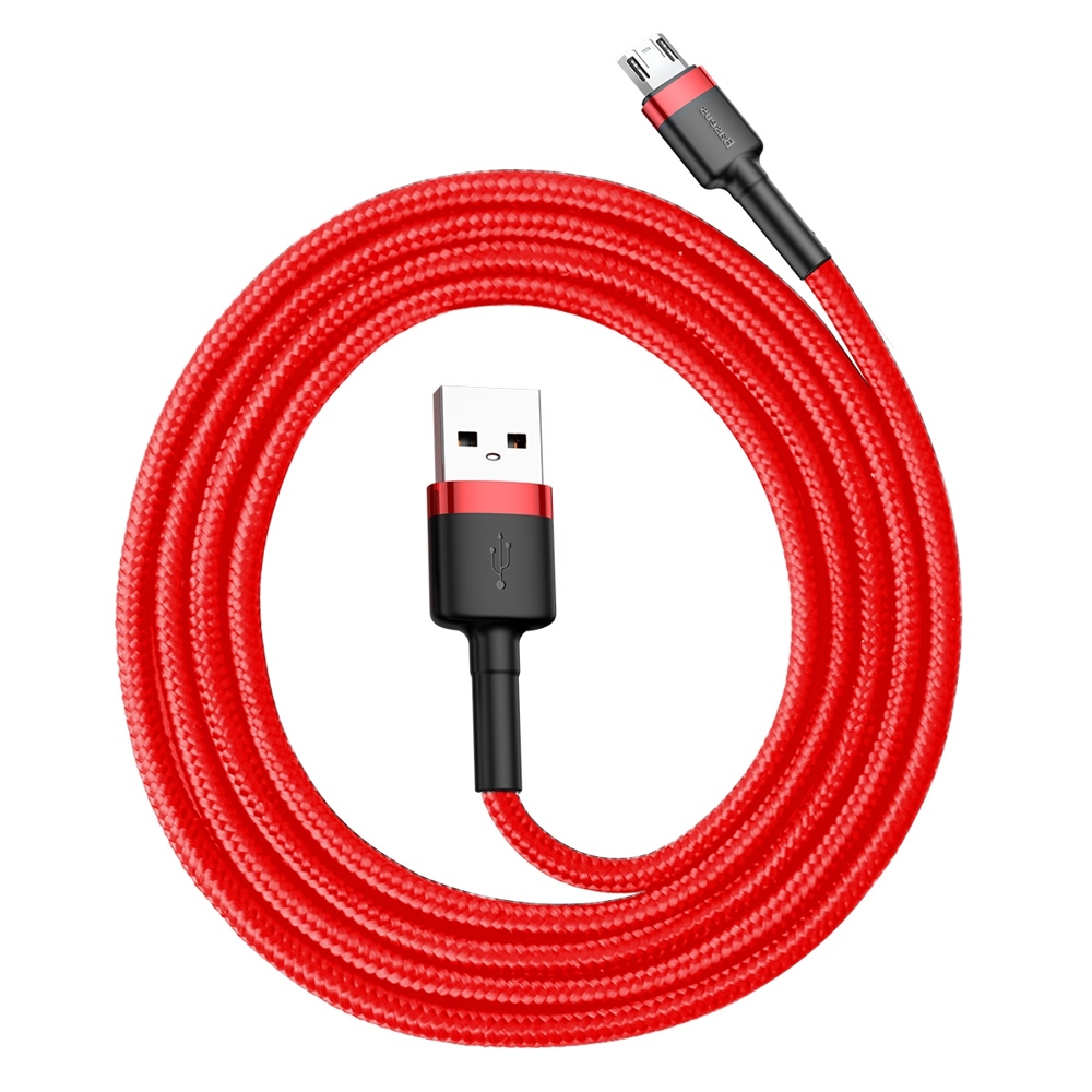 Stiprus Lankstus Kabelis Usb Microusb Qc3.0 2.4a 1m Raudonas