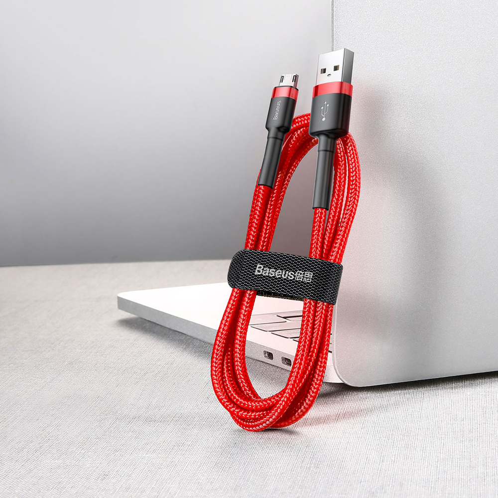 Ilgaamžis Lankstus Usb Microusb Kabelis 1,5a 2m Raudonas