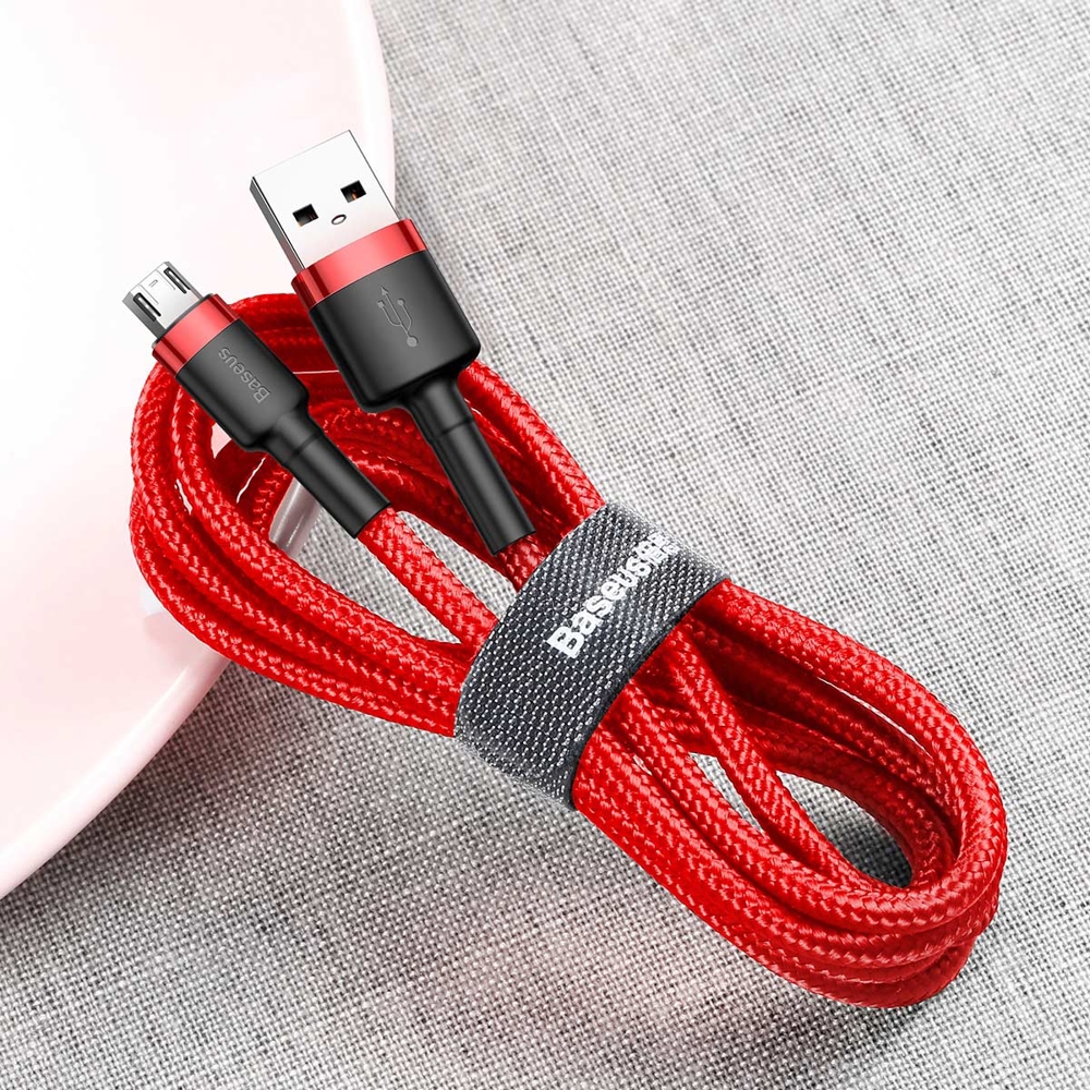 Ilgaamžis Lankstus Usb Microusb Kabelis 1,5a 2m Raudonas