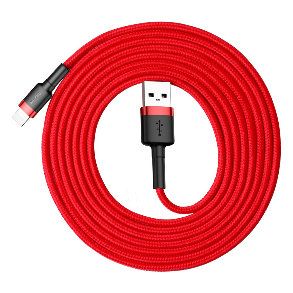 Patvarus Lankstus Usb Kabelis Iphone Lightning Qc3.0 1.5a 2m Raudonas
