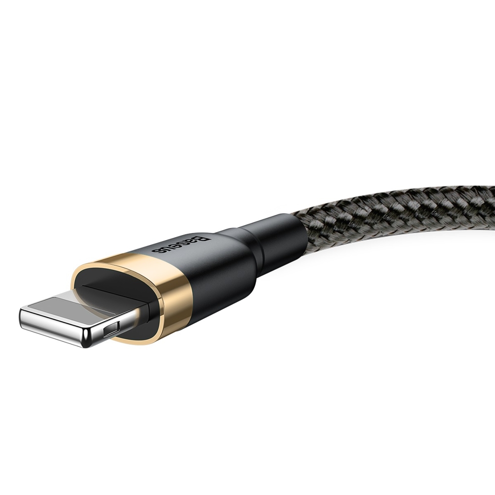 Patvarus Lankstus Usb Kabelis Iphone Lightning Qc3.0 1.5a 2m Juodai Auksinis