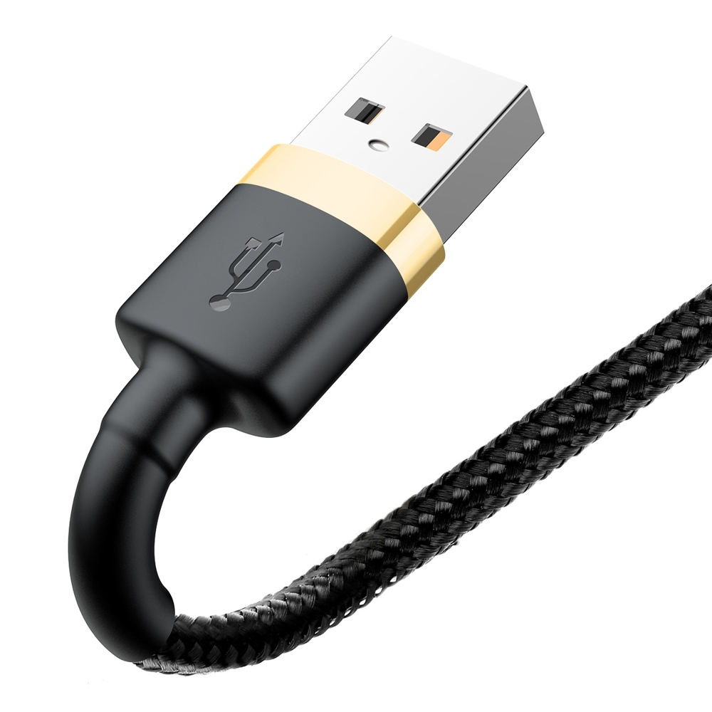 Patvarus Lankstus Usb Kabelis Iphone Lightning Qc3.0 1.5a 2m Juodai Auksinis