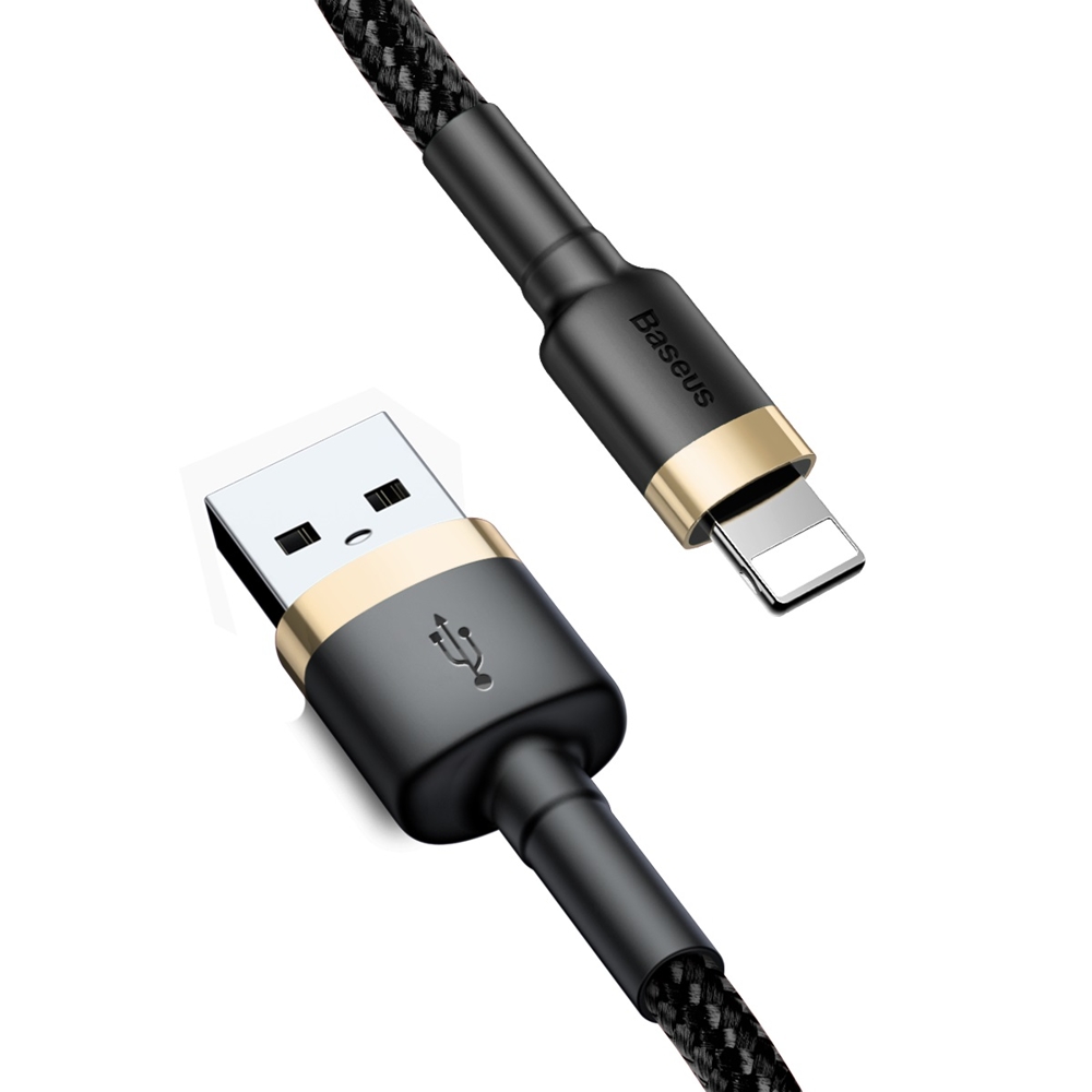Patvarus Lankstus Usb Kabelis Iphone Lightning Qc3.0 1.5a 2m Juodai Auksinis