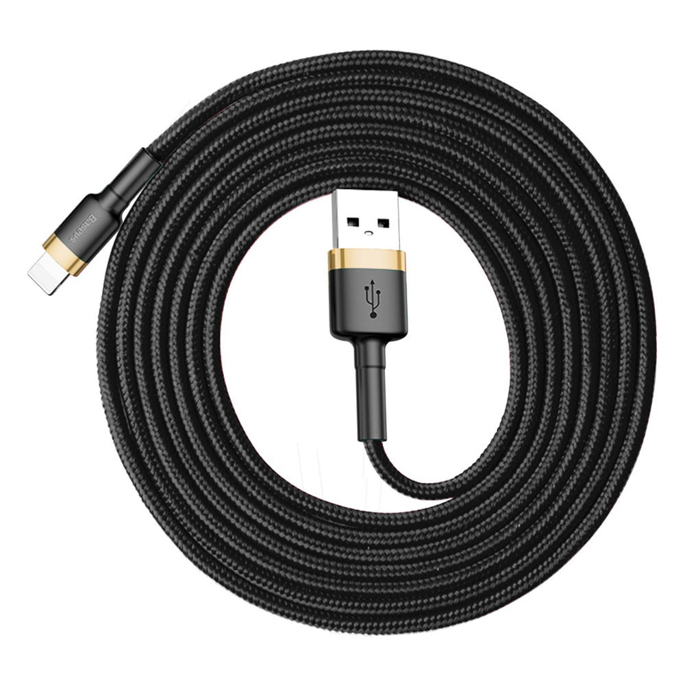 Patvarus Lankstus Usb Kabelis Iphone Lightning Qc3.0 1.5a 2m Juodai Auksinis