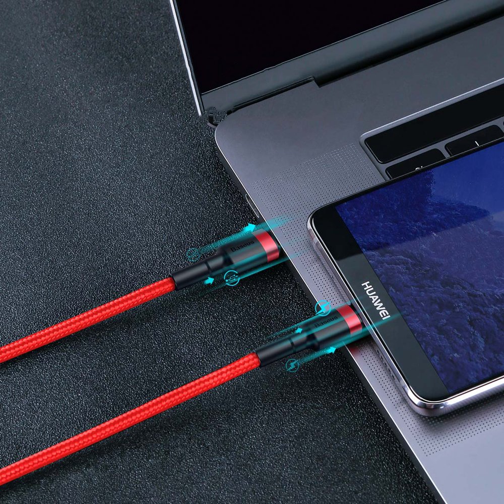 Didelio Galingumo Lankstus Kabelis Usb-c Pd 2.0 60w 20v 3a Qc3.0 2m Raudonas