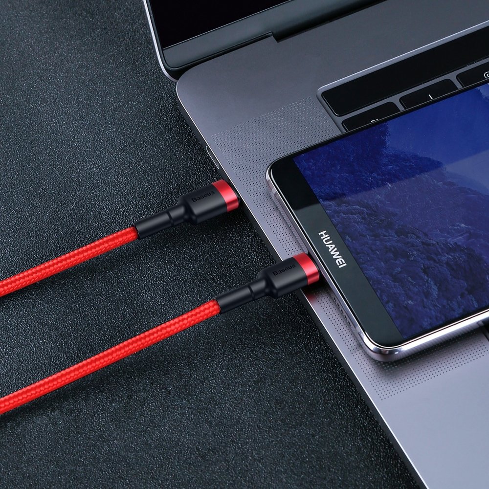 Didelio Galingumo Lankstus Kabelis Usb-c Pd 2.0 60w 20v 3a Qc3.0 2m Raudonas