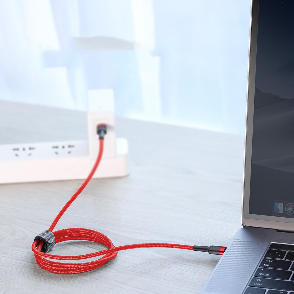 Didelio Galingumo Lankstus Kabelis Usb-c Pd 2.0 60w 20v 3a Qc3.0 2m Raudonas