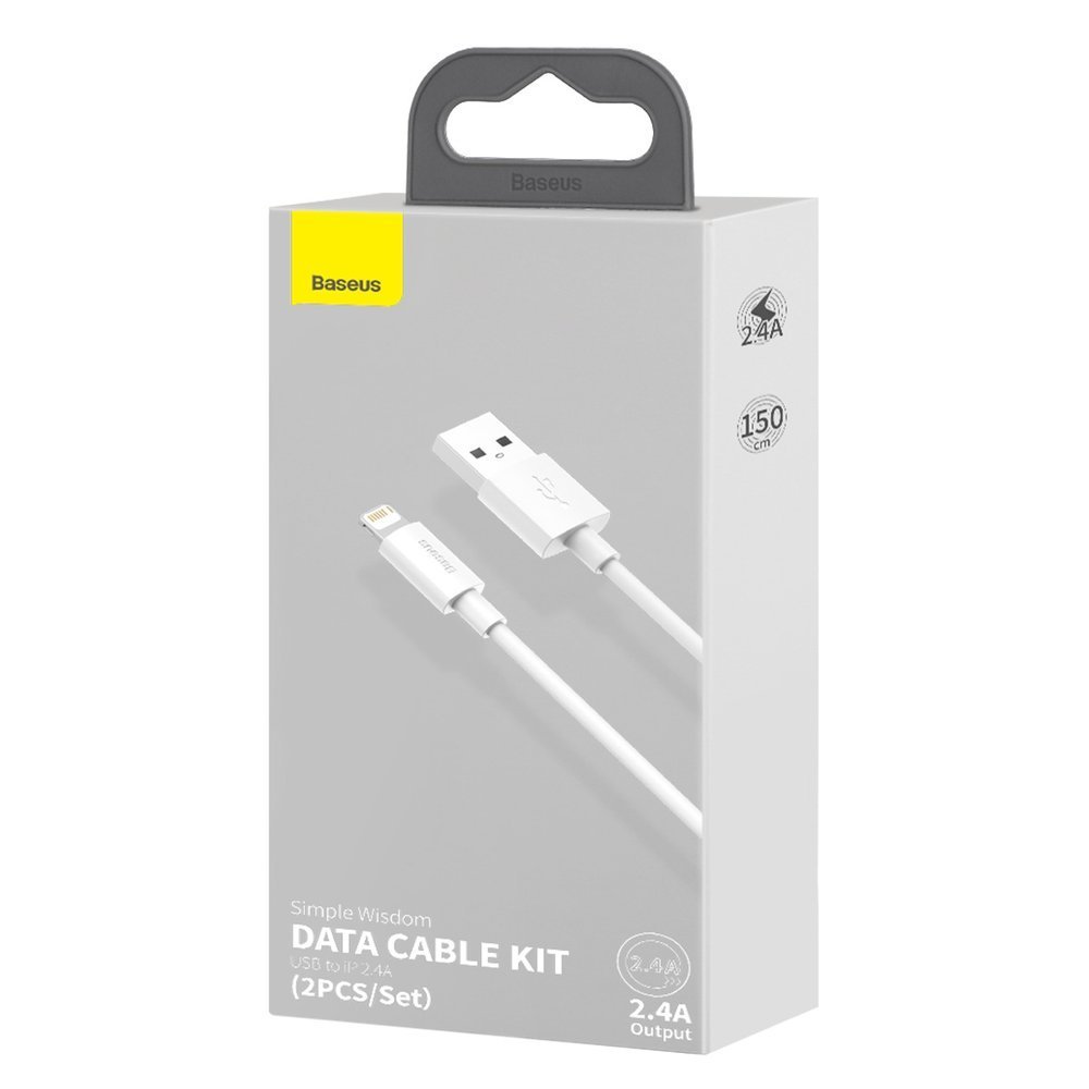 2x Usb Laidas Iphone Lightning Greitasis įkrovimas Power Delivery 1,5 M, Baltas