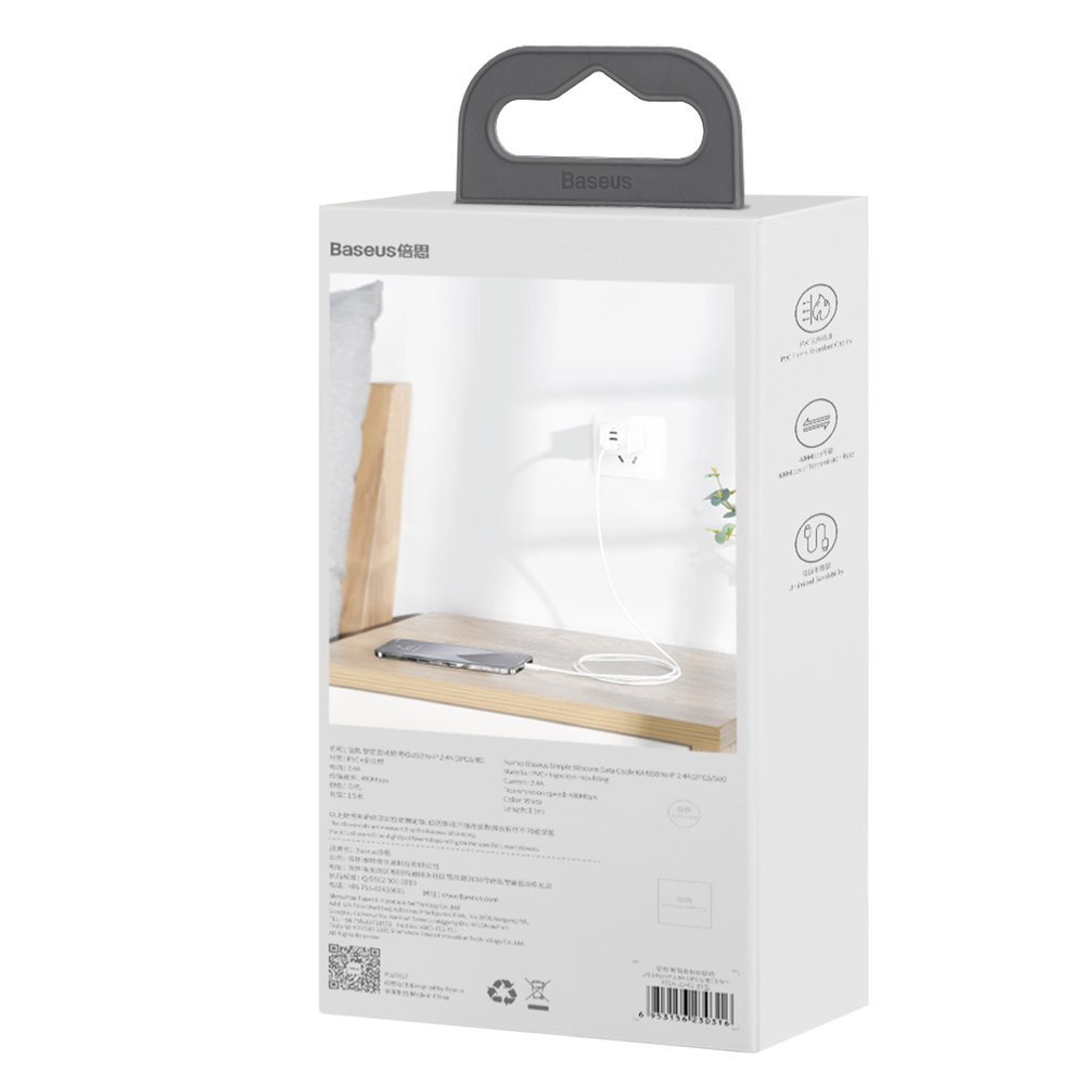 2x Usb Laidas Iphone Lightning Greitasis įkrovimas Power Delivery 1,5 M, Baltas