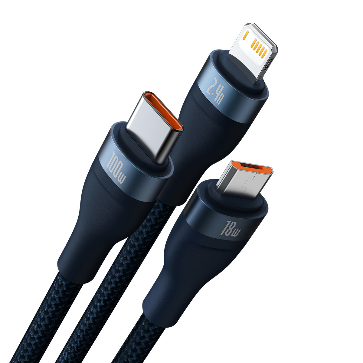 Flash Series Ii Usb-c Iphone Lightning Microusb Kabelis 100w 1,2 M Mėlynas