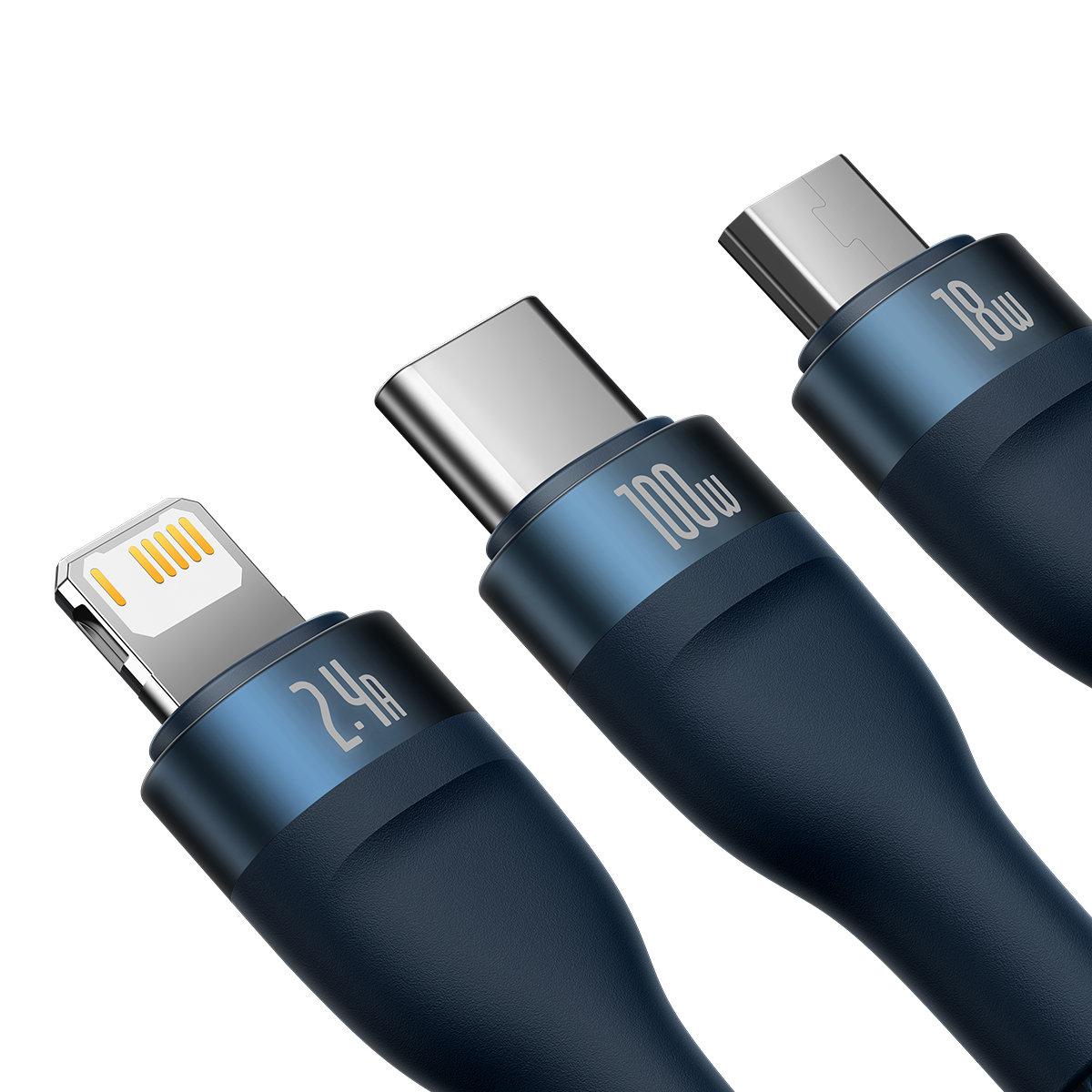 Flash Series Ii Usb-c Iphone Lightning Microusb Kabelis 100w 1,2 M Mėlynas