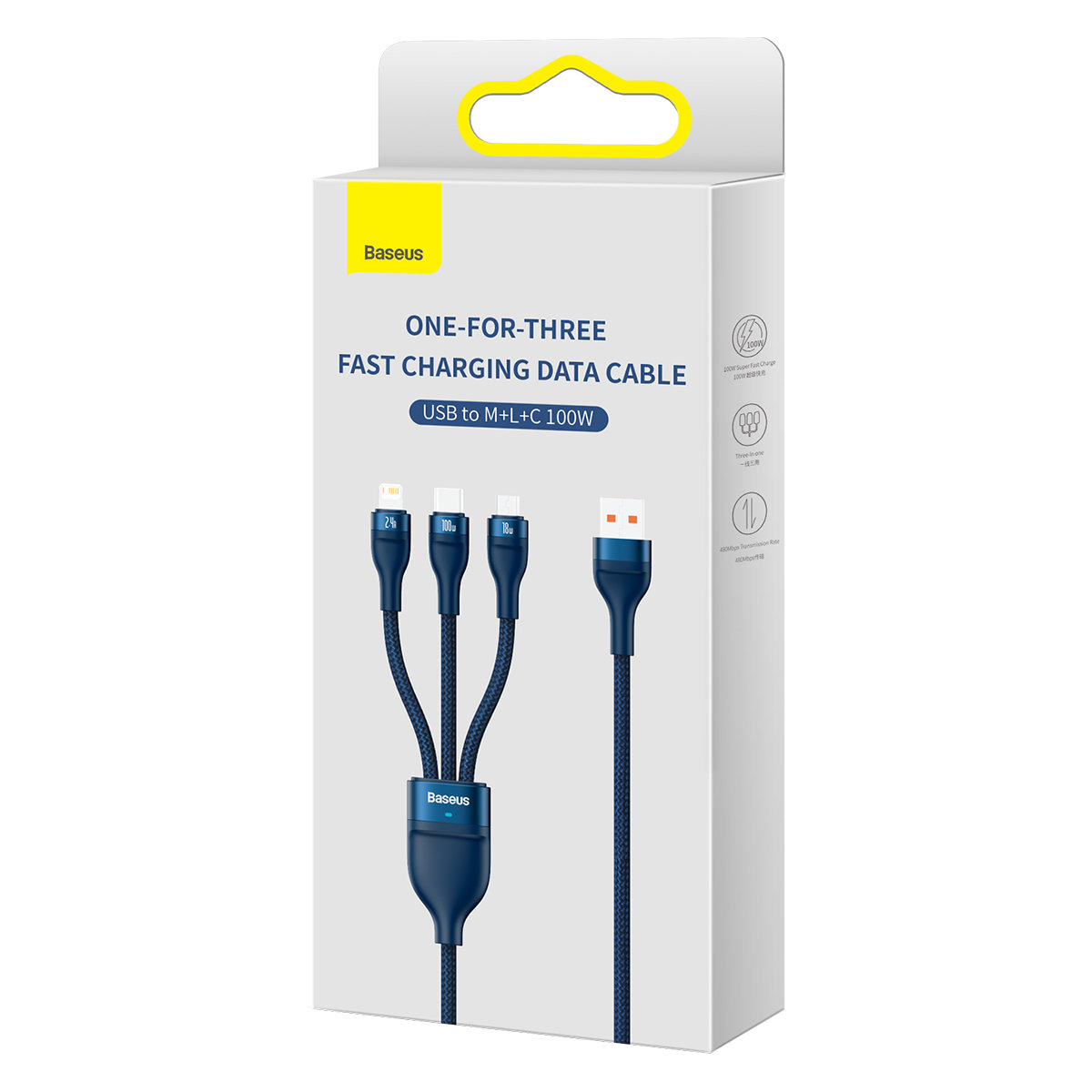 Flash Series Ii Usb-c Iphone Lightning Microusb Kabelis 100w 1,2 M Mėlynas
