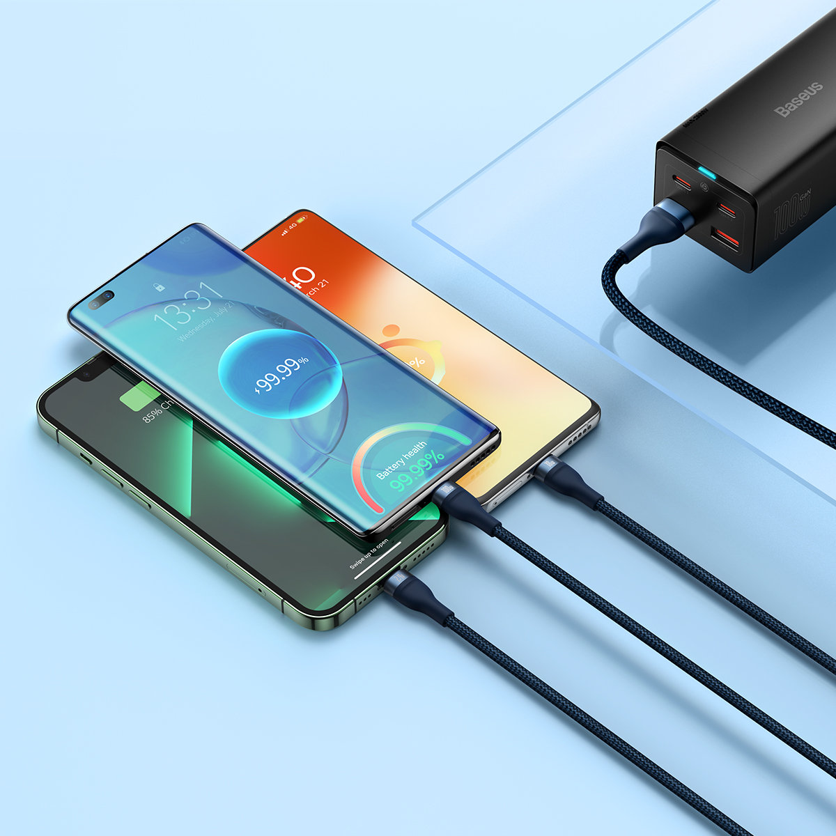 Flash Series Ii Usb-c Iphone Lightning Microusb Kabelis 100w 1,2 M Mėlynas