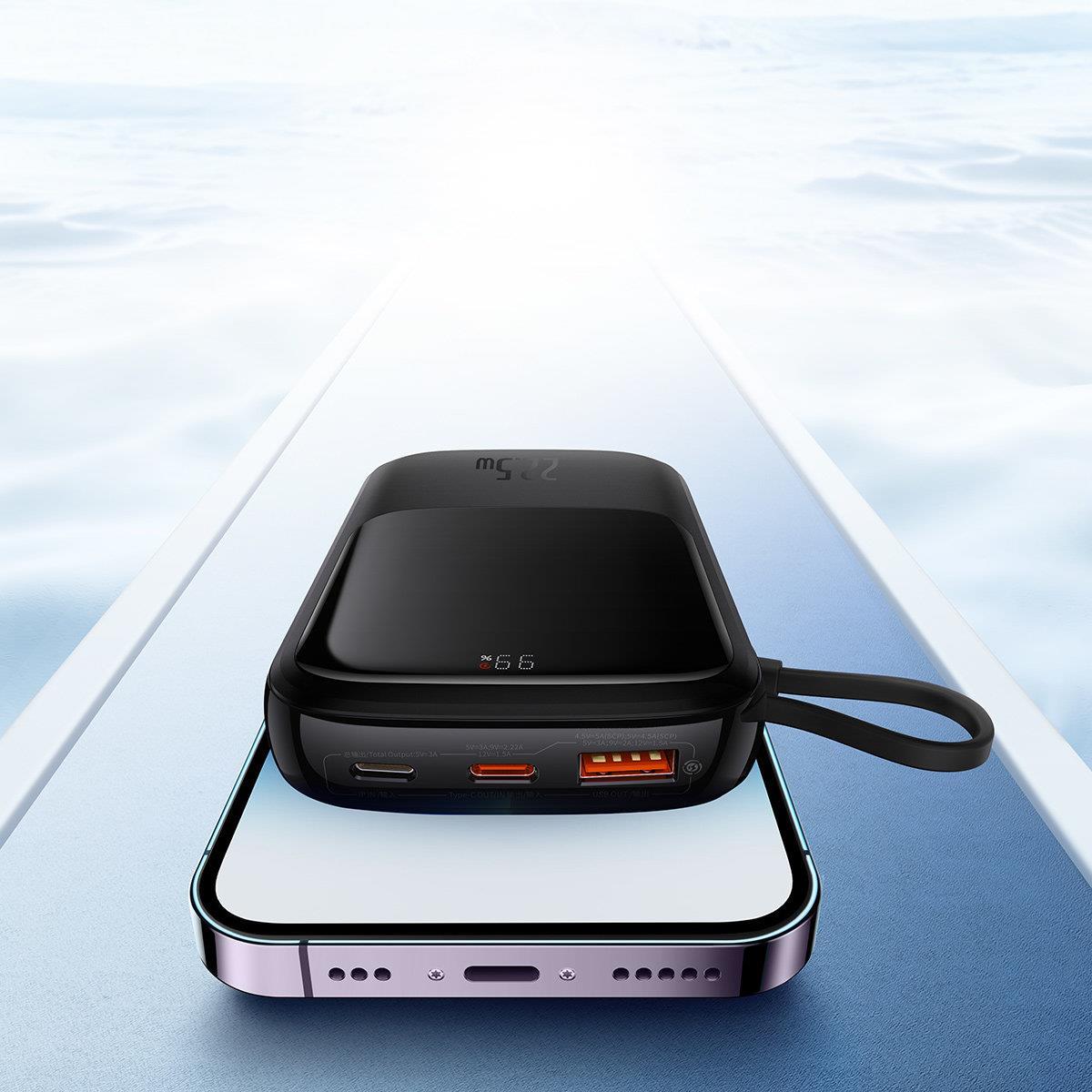 Greito įkrovimo 10000mah 22,5w Qc-pd-scp-fcp Usb-c Kabelis, Juodas