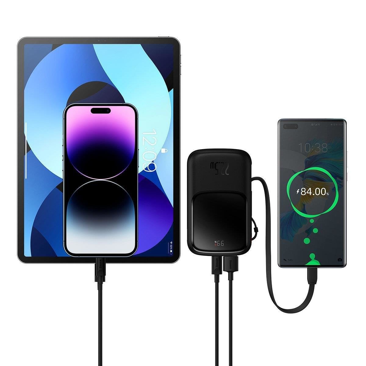Greito įkrovimo 10000mah 22,5w Qc-pd-scp-fcp Usb-c Kabelis, Juodas