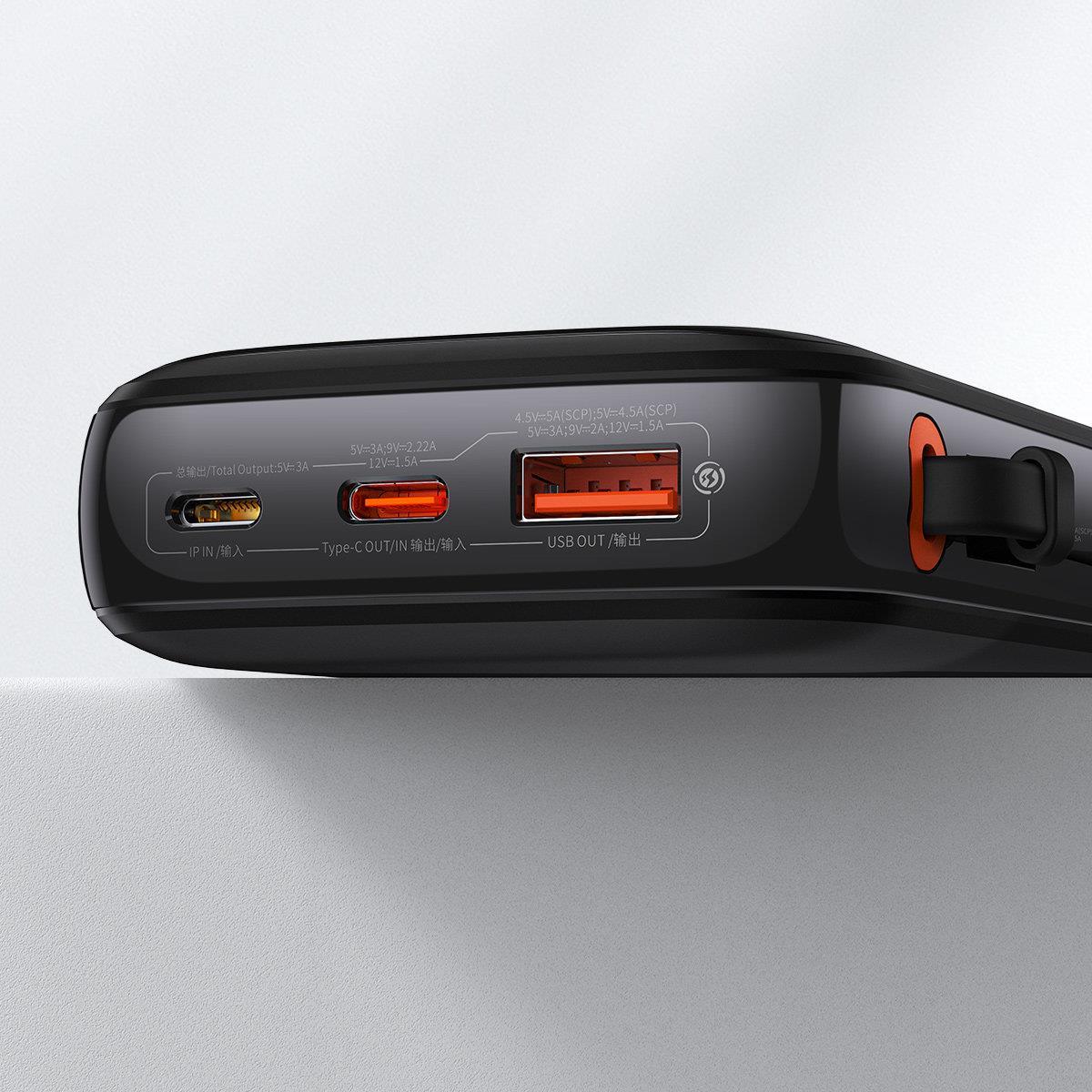 Greito įkrovimo 10000mah 22,5w Qc-pd-scp-fcp Usb-c Kabelis, Juodas