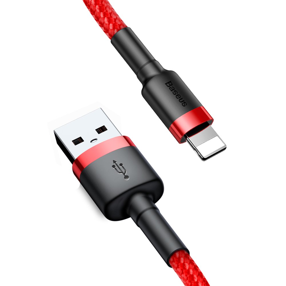 Patvarus Nailoninis Usb - Iphone Lightning Qc3 Kabelis 3 M - Raudonas