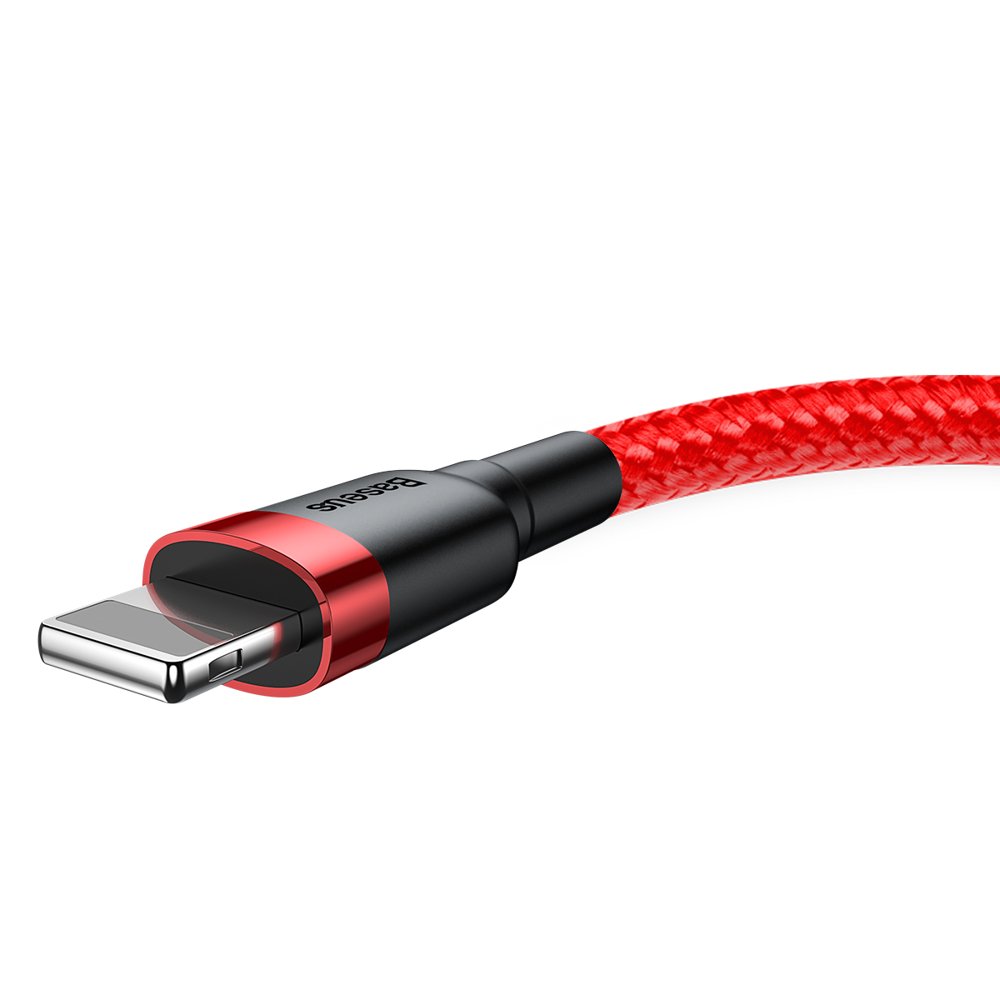Patvarus Nailoninis Usb - Iphone Lightning Qc3 Kabelis 3 M - Raudonas