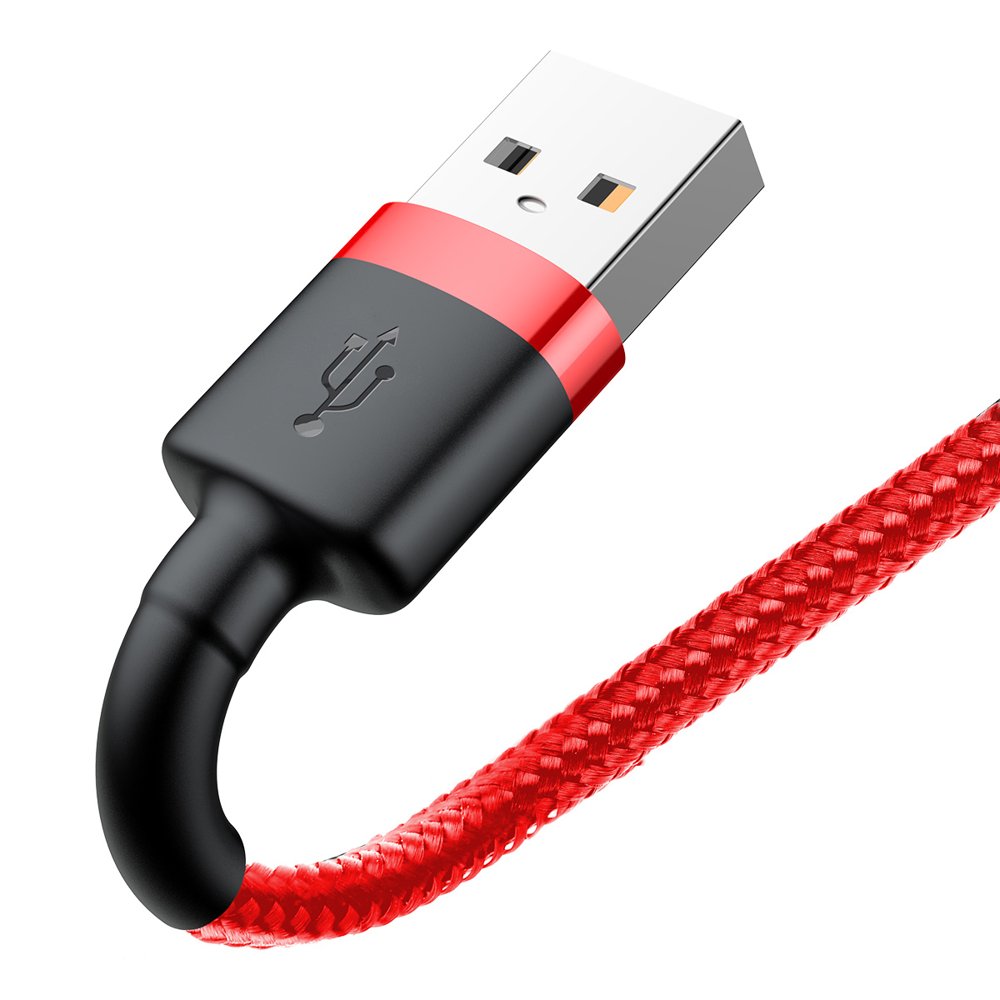 Patvarus Nailoninis Usb - Iphone Lightning Qc3 Kabelis 3 M - Raudonas