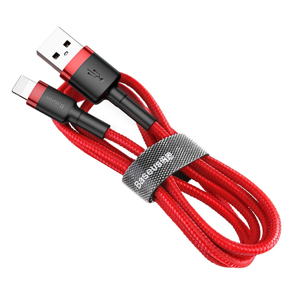 Patvarus Nailoninis Usb - Iphone Lightning Qc3 Kabelis 3 M - Raudonas