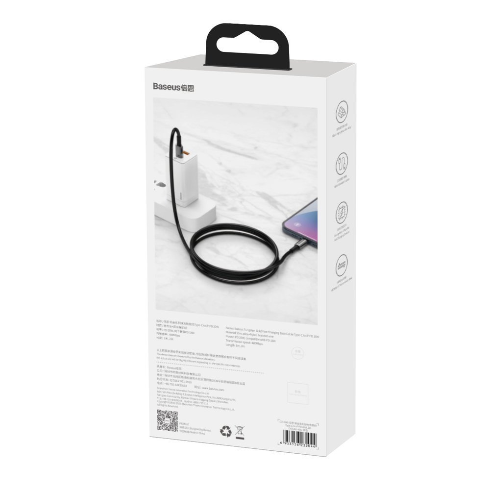 "iphone" Usb-c - "lightning" Greitojo įkrovimo 20w 2 M Kabelis - Visas Juodas