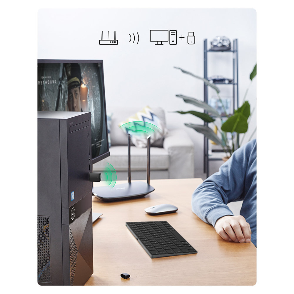 Išorinė Usb Tinklo Kortelė - Wifi 2,4 Ghz / 5 Ghz 11ac Ac650 - Juoda