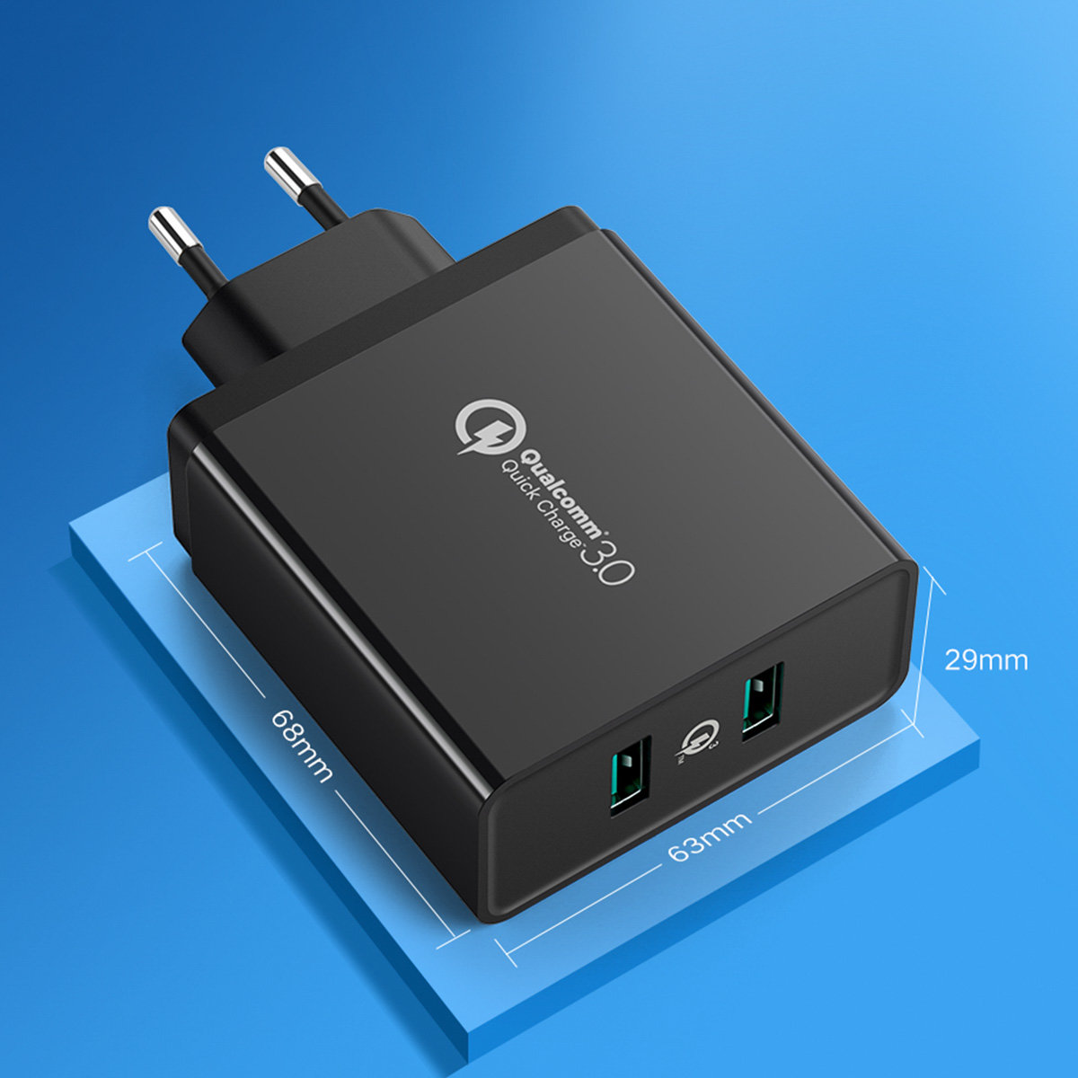 Mobiliojo Telefono įkroviklis 2x Usb-a 36w Qc3.0 - Juodas