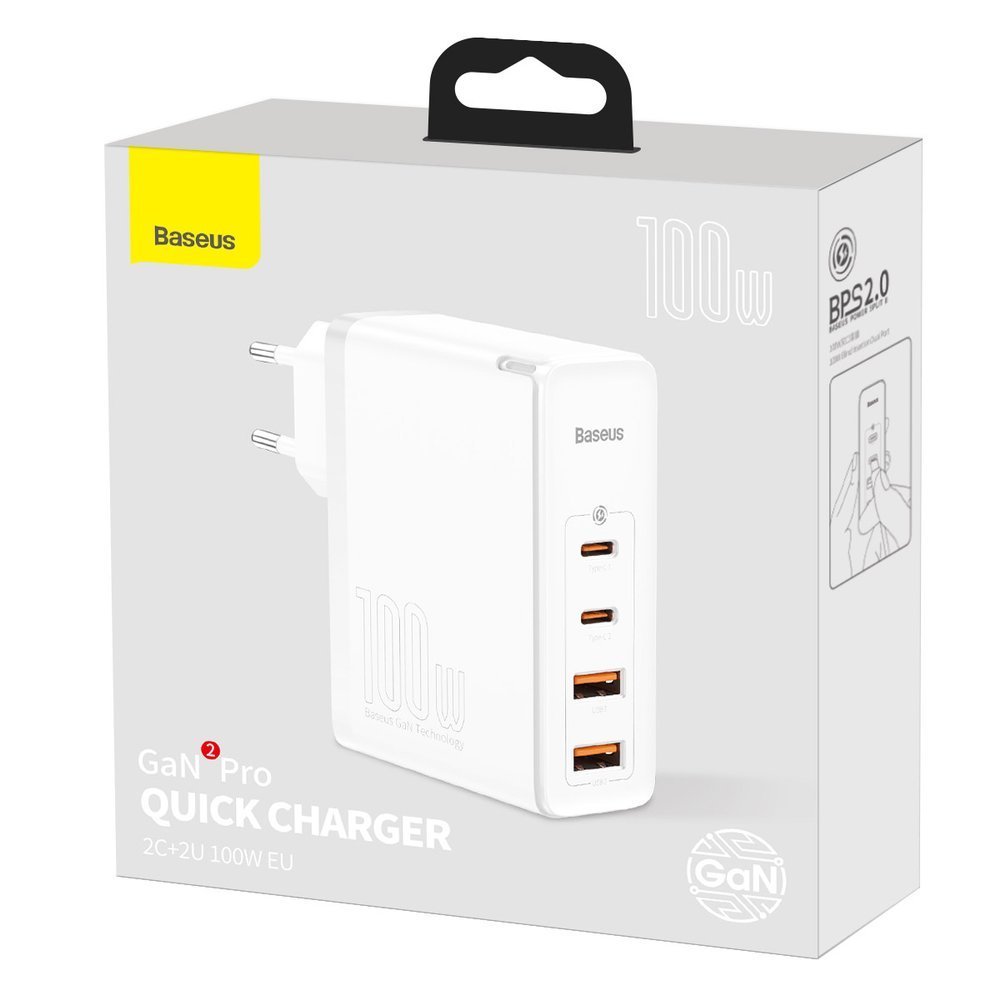 Gan2 Pro Usb Greitasis įkroviklis Usb-c Qc Pd 100w, Baltas
