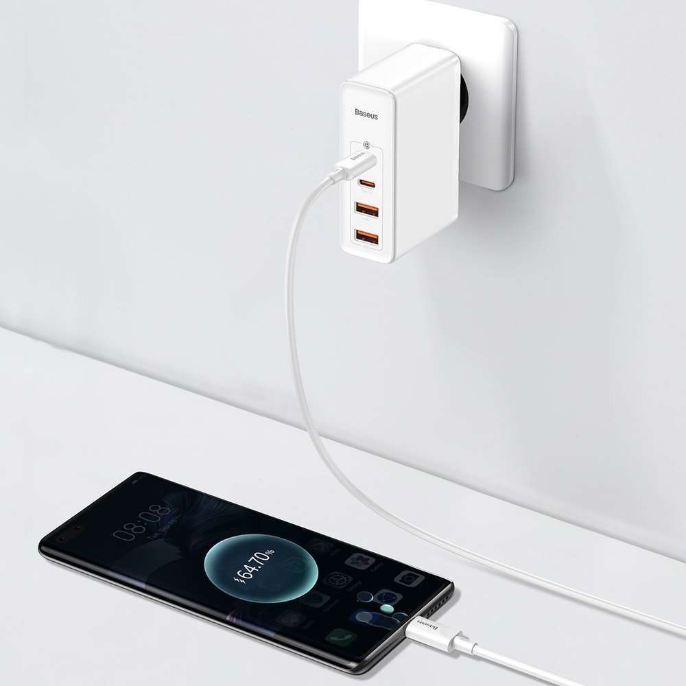 Gan2 Pro Usb Greitasis įkroviklis Usb-c Qc Pd 100w, Baltas